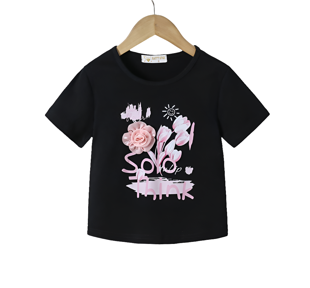 T-shirt avec fleurs en relief