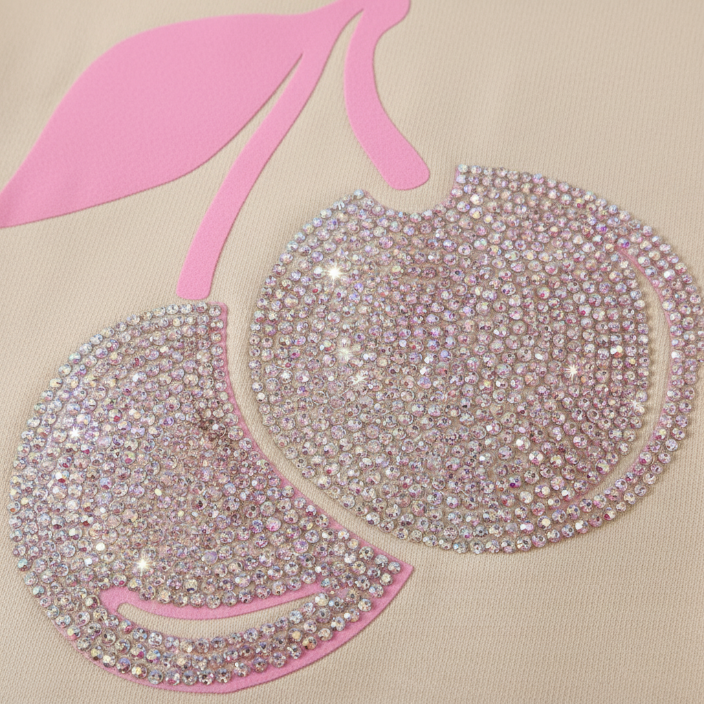 🍒 Sweat fille cerises strass – Douceur & style 🍒