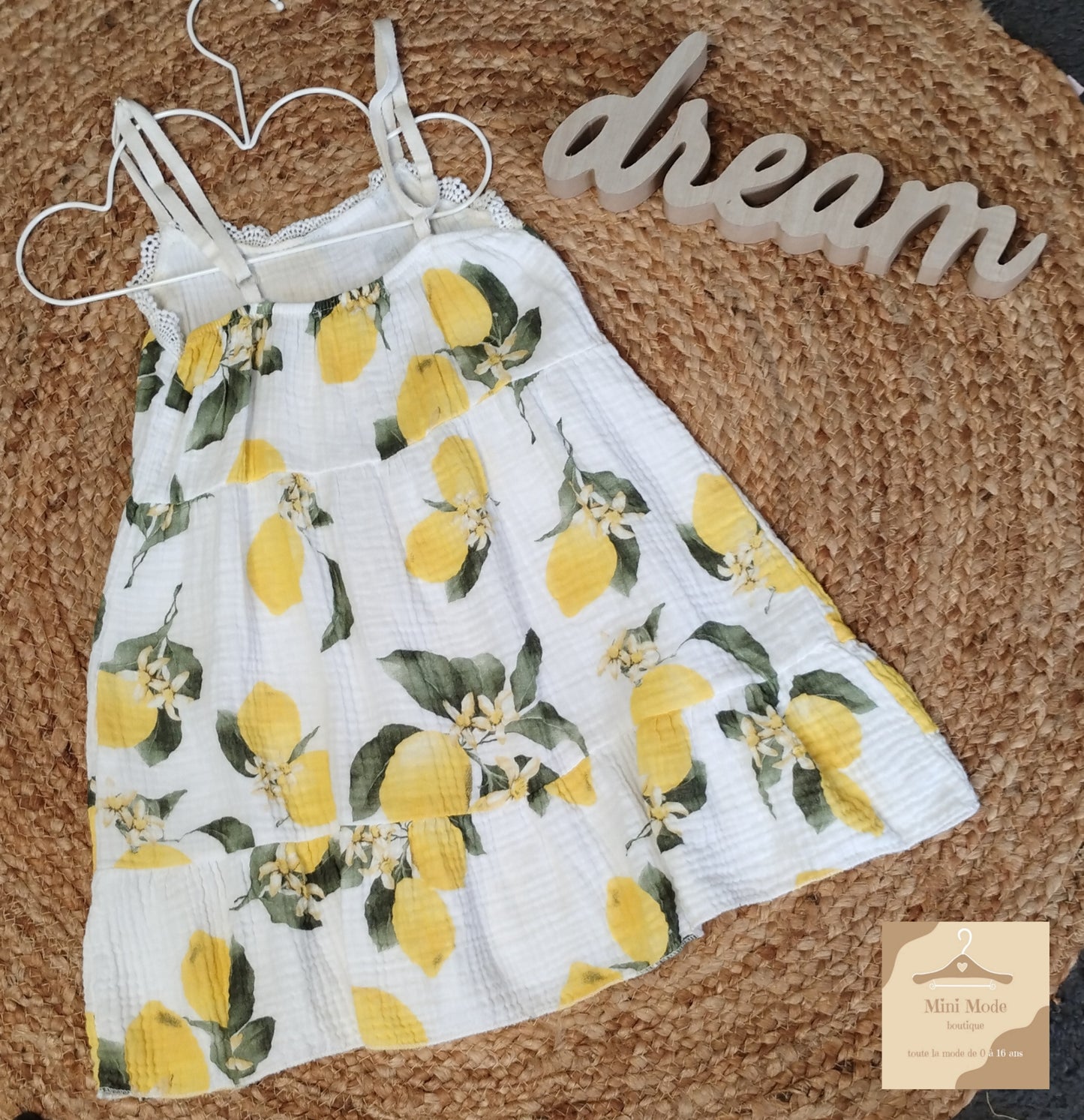 Robe citron légère et confortable pour fille - Mini Mode