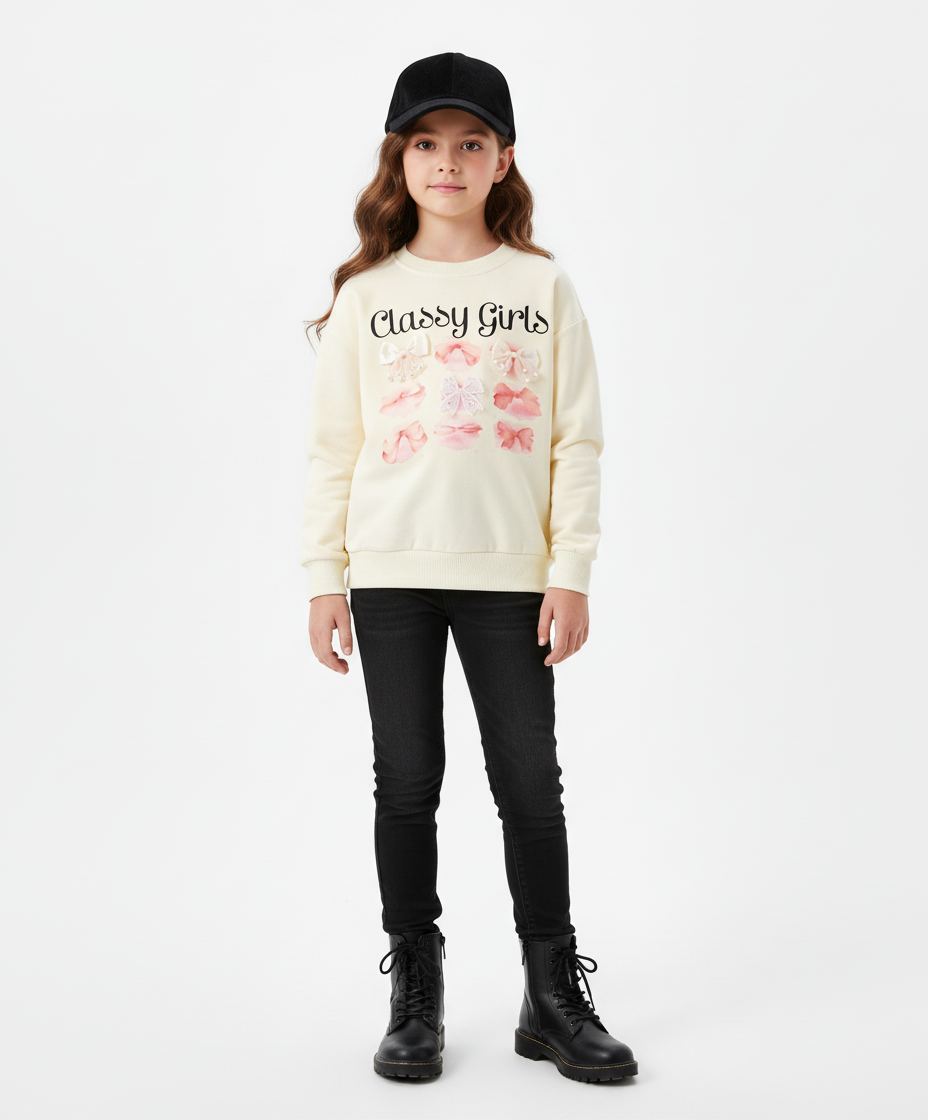 🎀 Sweat fille « Classy Girls » – Chic & douceur 🎀