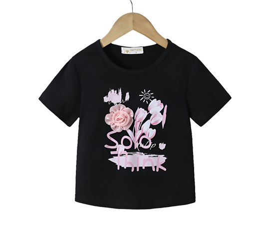 T-shirt avec fleurs en relief