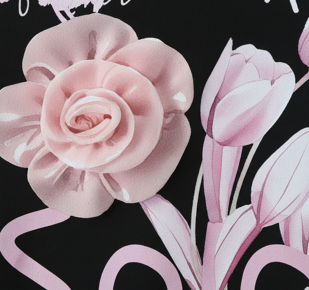 T-shirt avec fleurs en relief