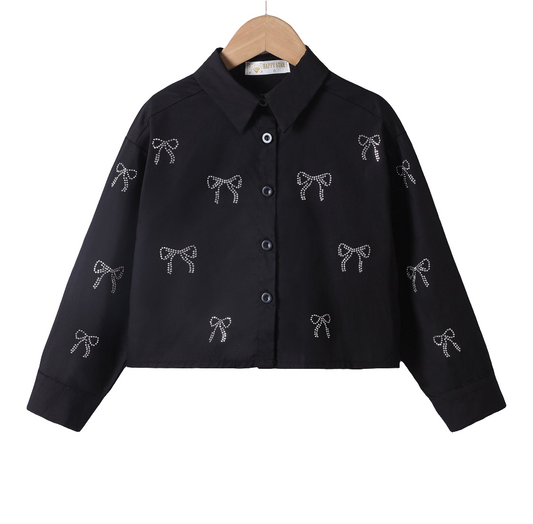 Chemise avec nœuds en strass
