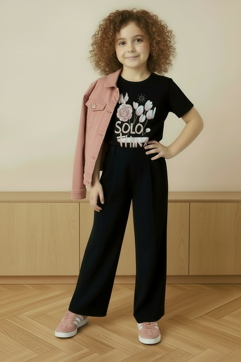 T-shirt avec fleurs en relief