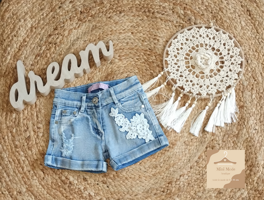 Short en jean bleu délavé pour enfant - Mini Mode
