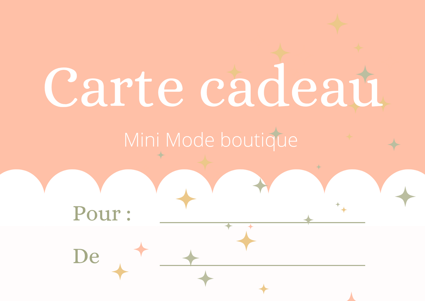 Carte cadeaux Mini Mode boutique
