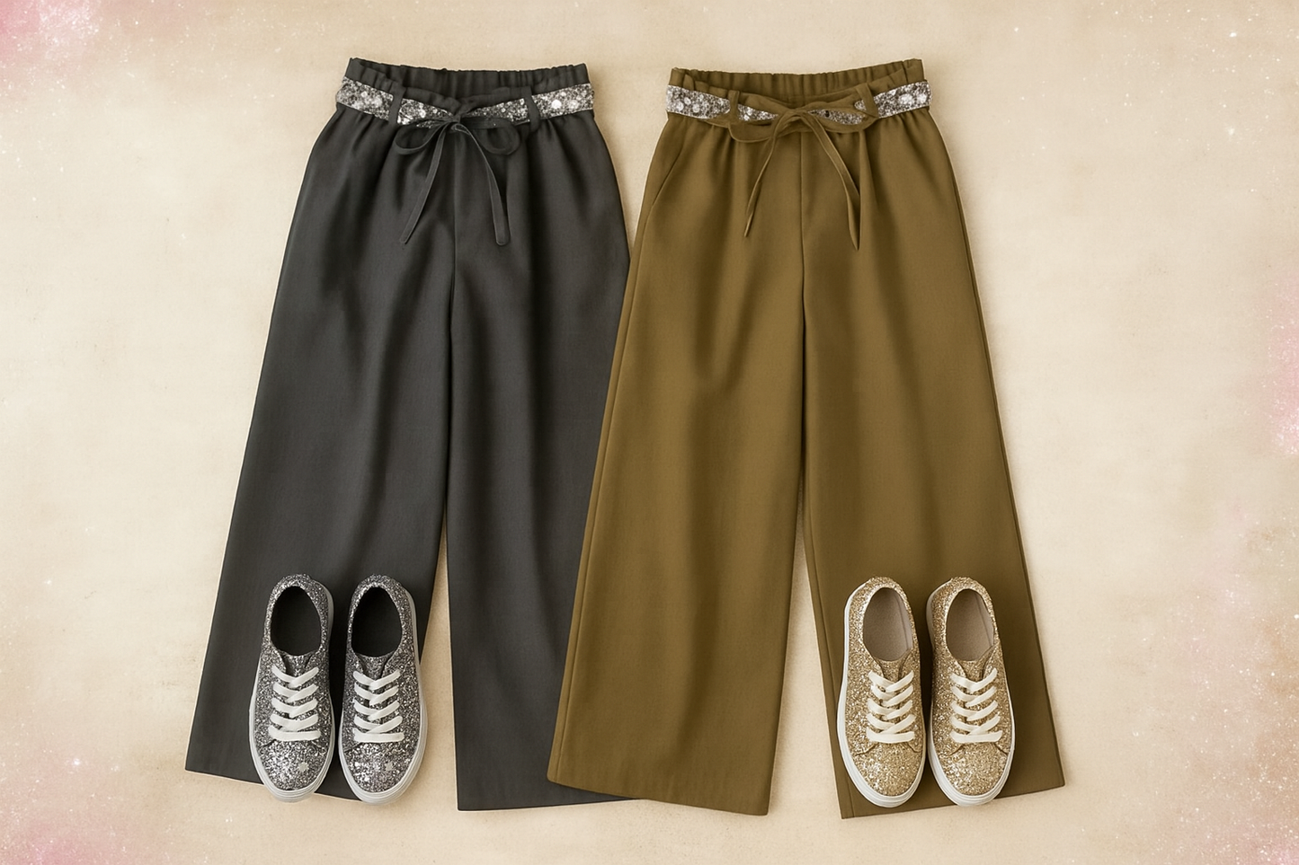 Pantalon avec ceinture en strass