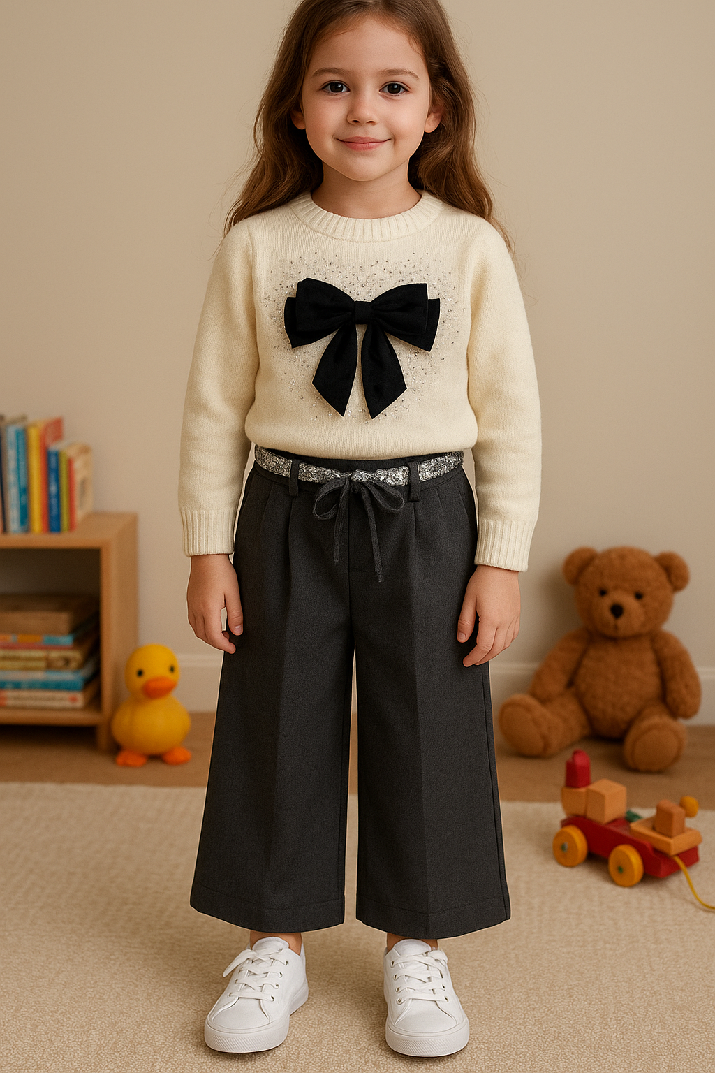 Pantalon avec ceinture en strass