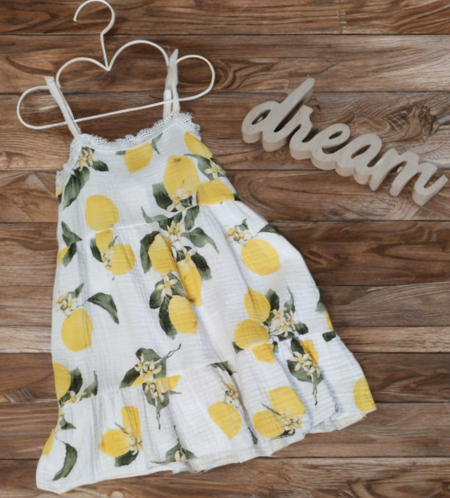 Robe d'été motif citron qualité italienne pour enfant
